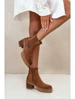 Dámské Zateplené Botky Na Podpatku Eko Semišové Hnědé Irissinae Dámské Zateplené Botky Na Podpatku Eko Semišové Hnědé Irissinae