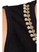Společenské značkové šaty LUXESTAR zdobené perlami krátké černé - Černá - LUXESTAR