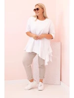 Dámská blůza Plus Size s bavlnou, kapsou a ohrnutým rukávem kiwi