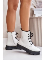 Zateplené boty worker z eko kůže na zip bílé Naleli Zateplené boty worker z eko kůže na zip bílé Naleli
