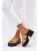 Dámské Pantofle Na Platformě A Masivním Podpatku Žluté Rizana