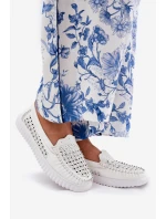 Kožené Dámské Mokasíny S Vzorováním Vinceza 88028 Bílé Kožené Dámské Mokasíny S Vzorováním Vinceza 88028 Bílé