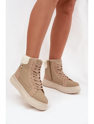 Zimní dámské boty s kožešinou Lee Cooper LCJ-25-01-3736 Béžové