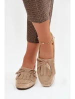 Dámské mokasíny s šněrováním a třásněmi Béžové Glorina