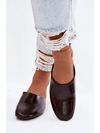 Dámské Mules z Umělé Kůže Ploché Čokoládové Romelle