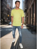 Pánské tričko s výšivkou žluté FashionStreet RX5636