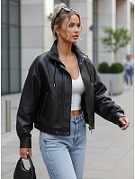 Dámská kožená bunda oversize černá FashionStreet TY5664