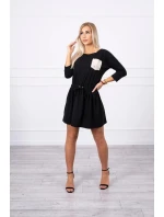 Šaty s flitrovou kapsou černé