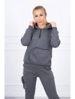 Zateplená souprava s ozdobnou kapsou grafitová melanž Zateplená souprava s ozdobnou kapsou grafitová melanž