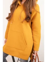 Zateplená mikina s rozparky na bocích musztardová