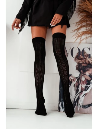 Dámské podkolenky s otevřeným vzorem černé