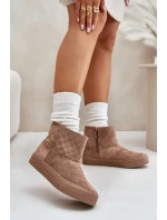 Kotníkové sněhule na zip zateplené kožíškem Big Star béžové Kotníkové sněhule na zip zateplené kožíškem Big Star béžové