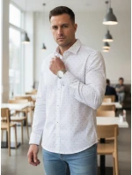 Pánská bílá vzorovaná košile slim fit FashionStreet DX2699