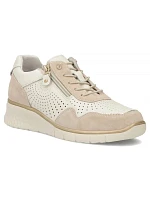 Filippo DP7605 kožené dámské ažurové béžové tenisky na platformách