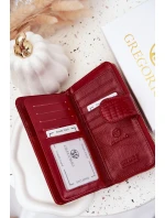 Lakovaný dámský peněženka s reliéfem a zlatým detailem červená Evlinne