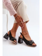 Dámské sandály na vysokém podpatku s ozdobou, černé D&A Dámské sandály na vysokém podpatku s ozdobou, černé D&A