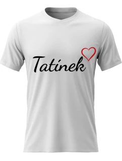 Pánské bavlněné tričko s potiskem - TATÍNEK - bílé