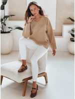 amski Svetr s výstřihem do V VERALIA camel FashionStreet MY2518