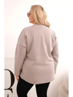 Dámská mikina Plus Size s nápisem a výstřihem do V fango