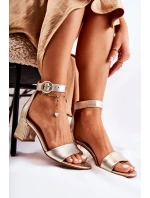 Kožené Sandály Na Vysokém Podpatku Maciejka 04141-42 Zlaté