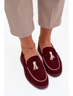 Mokasyny Loafersy Dámské Z Eko Semiš Bordó Darwen Mokasyny Loafersy Dámské Z Eko Semiš Bordó Darwen