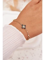 Náramek s čtyřlístkem chirurgická ocel zlatá