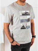 Pánské šedé tričko s potiskem FashionStreet RX5452