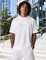 Pánské bavlněné tričko oversize s potiskem bílé FashionStreet NX4002R Pánské bavlněné tričko oversize s potiskem bílé FashionStreet NX4002R