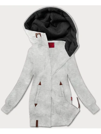 Světle šedá hladká dámská mikina s kapucí LHD (AMG169)