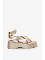 Dámské Sandály Na Platformě A Klínu Eko Kůže Zlaté Tenzorus