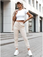 Dámské krémové velurové tepláky FashionStreet UY2841 Dámské krémové velurové tepláky FashionStreet UY2841