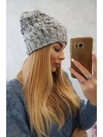 Fleecová čepice Roksana K209 šedá+fialová Fleecová čepice Roksana K209 šedá+fialová