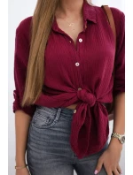 Bavlněná mušelínová košile burgundsko