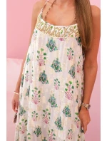 Dámské šaty na ramínka ze světlé viskózy fialka