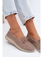 Dámské Mokasíny Z Přírodního Semiše S Mašlí Vinceza Béžové