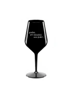 PROTOŽE BÝT DŮCHODCE NENÍ PRDEL - černá nerozbitná sklenice na víno 470 ml