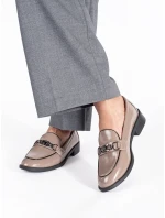 Exkluzívní dámské  mokasíny hnědé na širokém podpatku