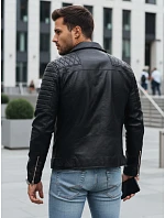 Pánská kožená bunda černá FashionStreet TX4734 Pánská kožená bunda černá FashionStreet TX4734