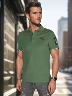 Pánská polokošile s nášivkami zelená FashionStreet PX0634