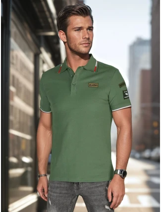 Pánská polokošile s nášivkami zelená FashionStreet PX0634