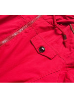 Krátká červená bunda parka s kapucí (TLR335)