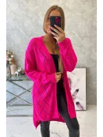 Svetr s geometrickým vzorem růžový neon