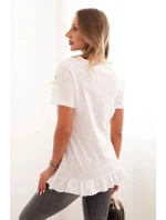 Dámská blůza s volánem dole bílá