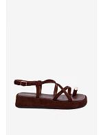 Sandály na platformě s zlatým detailem čokoládové Olmira