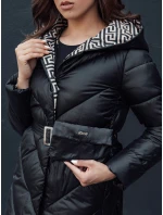 Dámský zimní prošívaný kabát s kapucí CELESTIE černý FashionStreet TY4513 Dámský zimní prošívaný kabát s kapucí CELESTIE černý FashionStreet TY4513