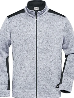Daiber JN 862 Pánská pracovní bunda pletený fleece - Strong 02.0862 white melange/carbon