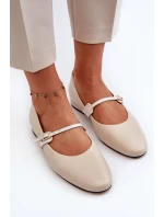 Dámské kožené baletky na ploché podrážce Laura Messi 2774 béžové Dámské kožené baletky na ploché podrážce Laura Messi 2774 béžové