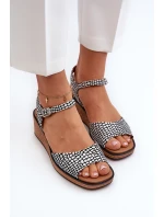 Dámské sandály Na Klinu Sergio Leone SK303 Černobílé Dámské sandály Na Klinu Sergio Leone SK303 Černobílé