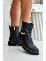 Kožené dámské boty s páskem zateplené GOE OO2N4150 Černé