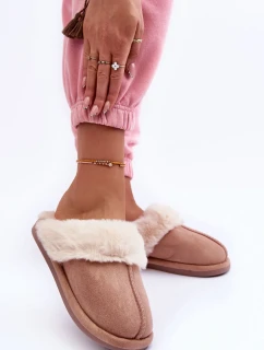 Dámské béžové pantofle Pinky s kožíškem